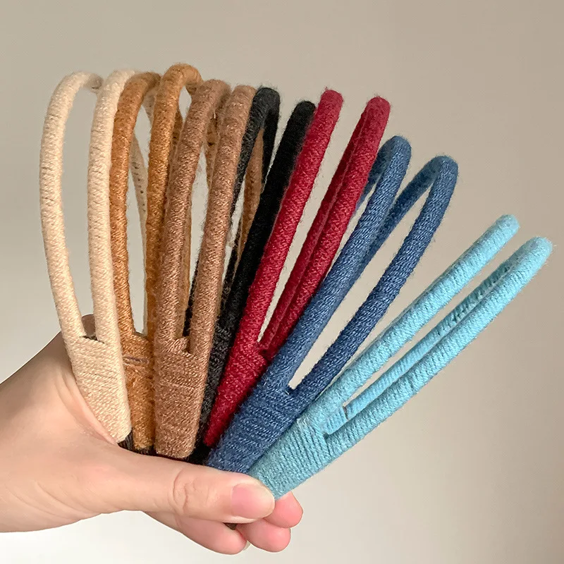 Solid Color Double-layer Yarn Headband for Women Fashion Versatile Headband Makeup Pressed Hair Headband Hair Hoop Styling Tools