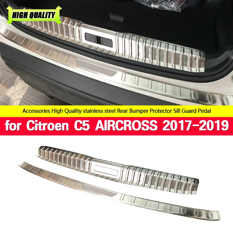 

Car Rear Guard for Citroen C5 AIRCROSS 2017-2019 Stainless Steel Stickers Pedal Board Trunk Plate Accessories Silver