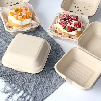 50 pz Usa E Getta Eco-Friendly Bento Box Pasto Conservazione Preparazione Alimentare Lunch Box Insalata di Frutta Hamburger Torta Scatola di Imballaggio Scrivibile