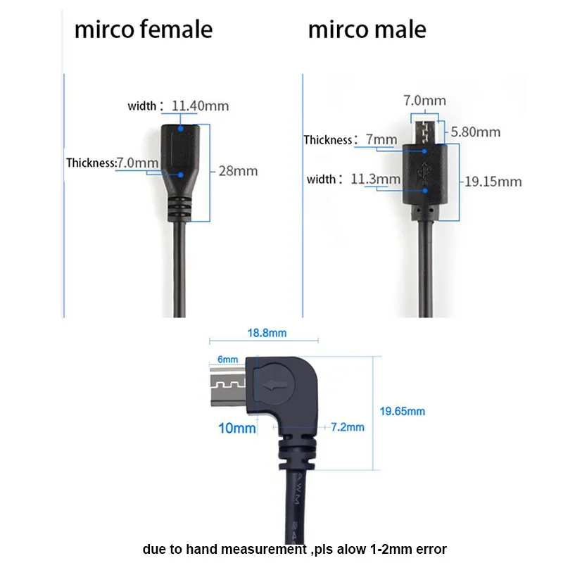 Micro USB 2.0 A Female male Jack Extended Cord Cable 2Pin 4Pin 4 Wire Data Charge Line Connector DIY for Android interface U26