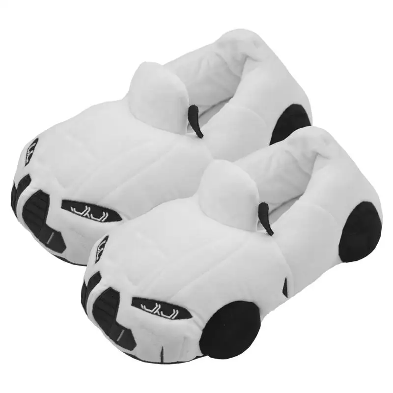 Plush Slippers Cartoon Plush Shoes Portable Fuzzy House Slippers Soft Racing Car Slippers For Family Gatherings Picnics