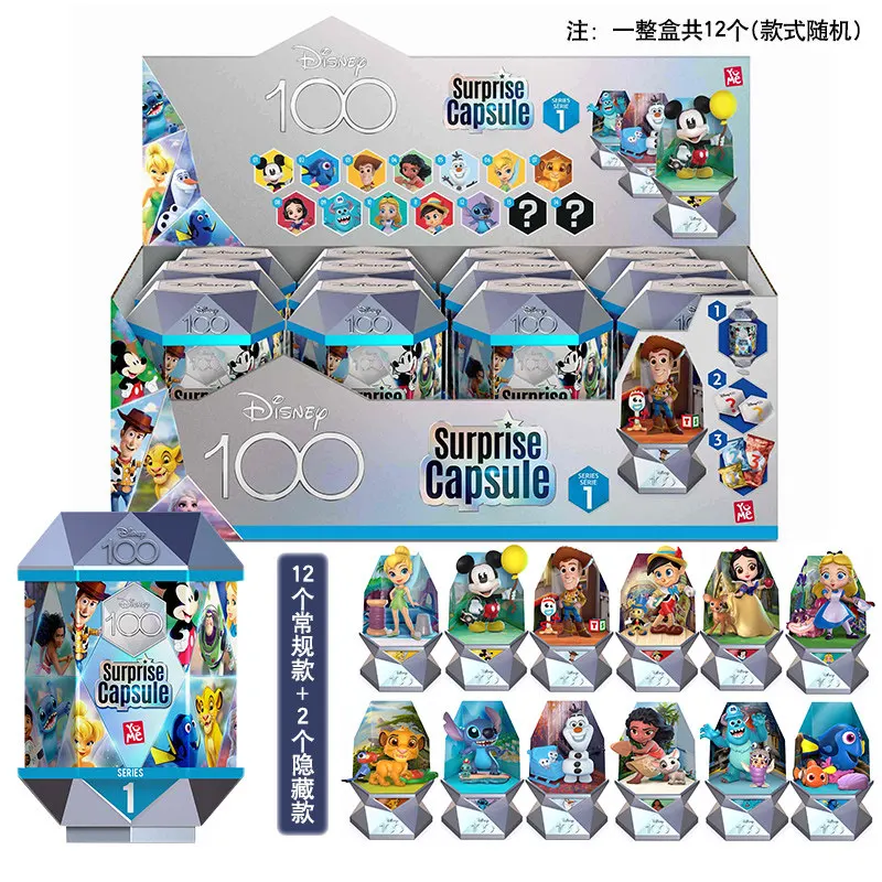 

Disney 100 Surprise Capsule Blind Box Mickey Mouse Snow White Character Collectible Figures 12 Regular 2 Hidden Styles For Kids