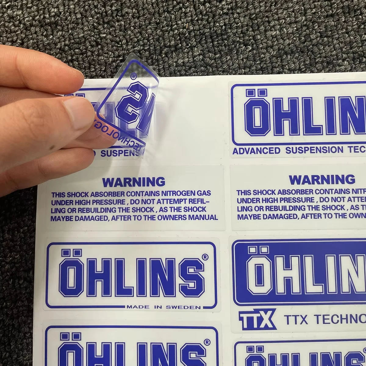 Motorcycle Shock Absorber Sunscreen Transparent Decorative Decal Moto Body Fuel Tank Helmet Vinyl Decals for Ohlins Sticker Logo image 4