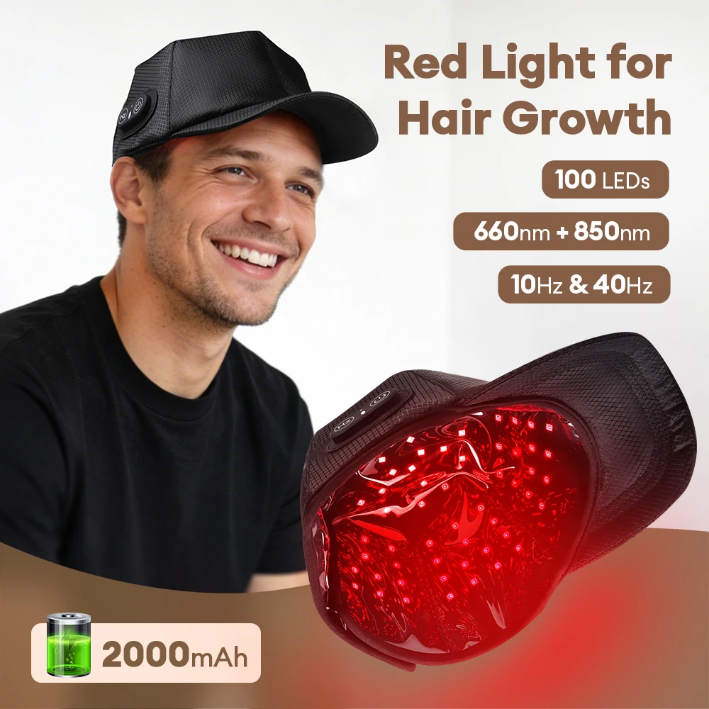 100PCS Red Light Hair Growth Cap Near Infrared LED Hair Growth Helmet for Hair Regrowth Anti Hair Loss Relax Scalp Hair Care Hat