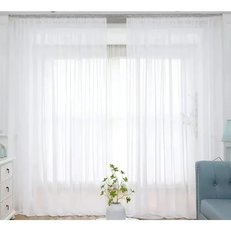 

White Tulle curtain modern Simple Windows Sheer Yarn for Living Room Bedroom Door Partition Blackout Wedding Decor