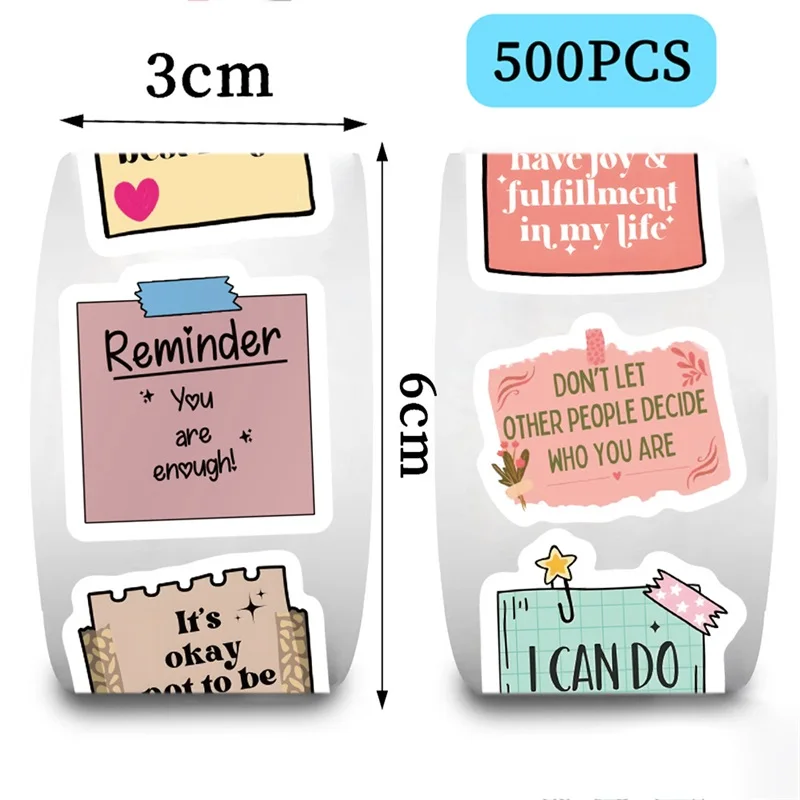 500PCS Cute Self Affirmation Paper Labels Sticker Sealing DIY Decoration Scrapbooking Korean Stationery Hand Accounting Supplies