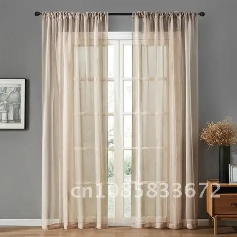 

Modern Solid White Tulle Window Curtains For Living Room Bedroom Decorations Panel Kitchen Sheer Voile Curtains Finished