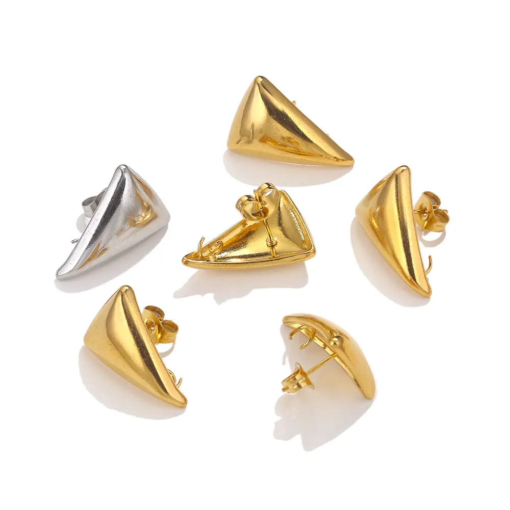 

6pcs/lot Stainless Steel Triangles Earring Post Studs PVD Gold Plated DIY Earrings Connectors For Jewelry Making Findings