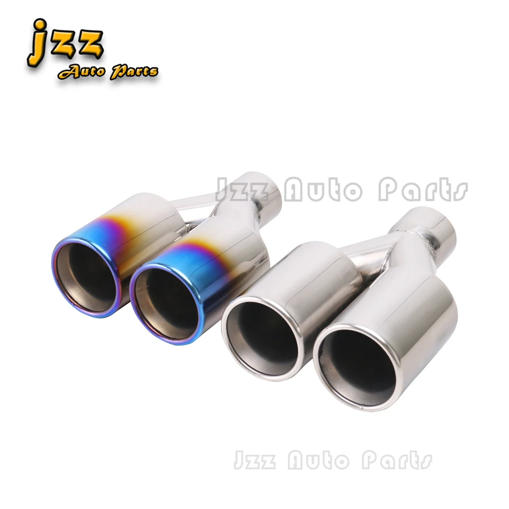 

Upgrade Car exhaust pipe 2.5" In 3.5" out Y Shape Tail Throat stainless steel dual exhaust Nozzles tips
