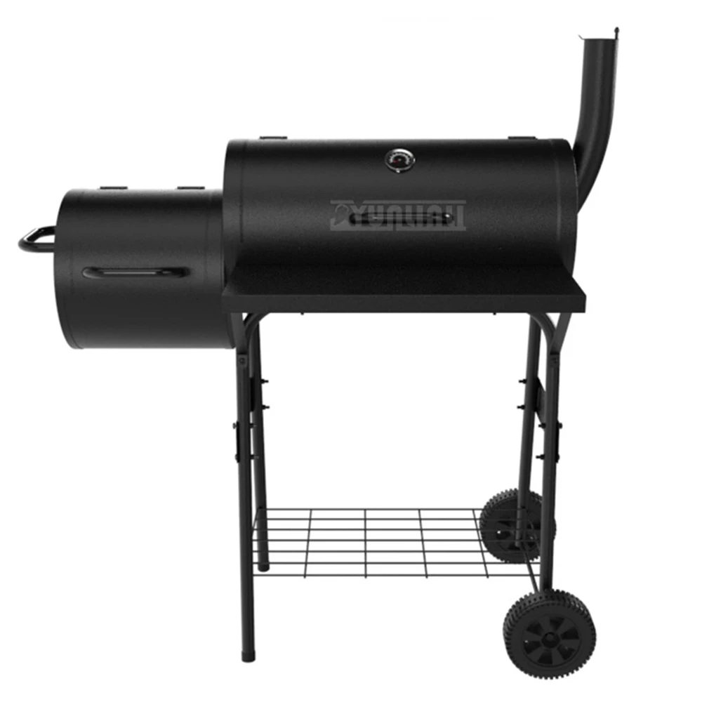 Double-Barrel Charcoal Parent-and-Child BBQ Grill: Extra-Thick Outdoor BBQ Rack,Extra-Large,  Yard Charcoal Smoker