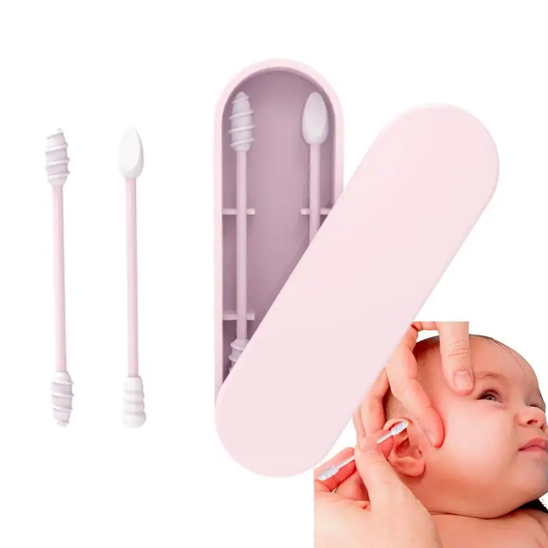 Reusable Ear Swabs Mini Cotton Swabs For Makeup Removal BPA Safe Extra Soft Kids Safety Swabs With Thin Tips Silicone Q-Tips