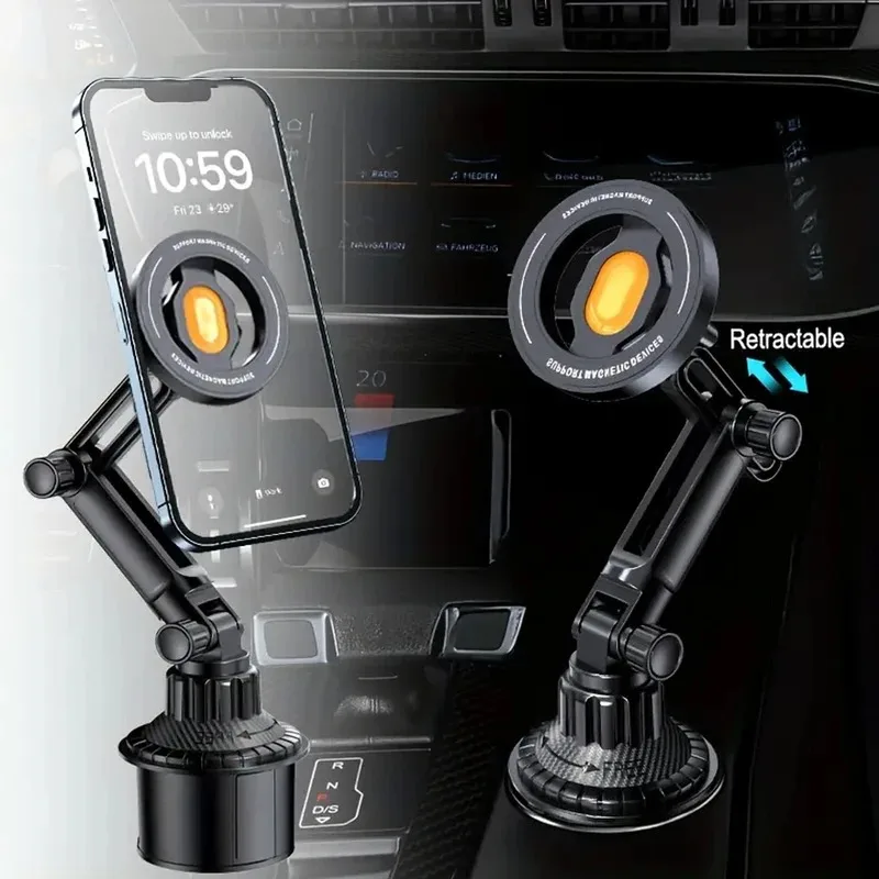 360 ° תושבת טלפון מגנטית לסיבוב לרכב תואמת את Magsafe iPhone 16/15/14/13/12 Samsung Xiaomi תא רכב