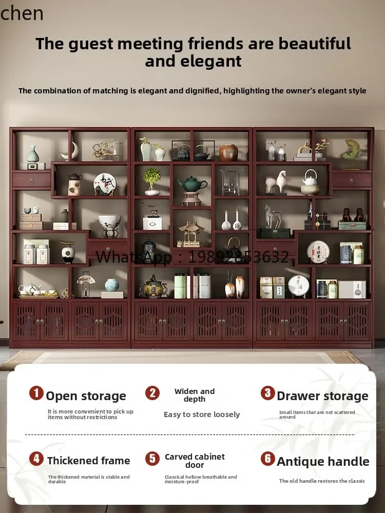 PYH Bogu Rack New Chinese Tea Set Storage Rack Pavilion Non-Tea Display Cabinet Tea Room Ornament Shelf