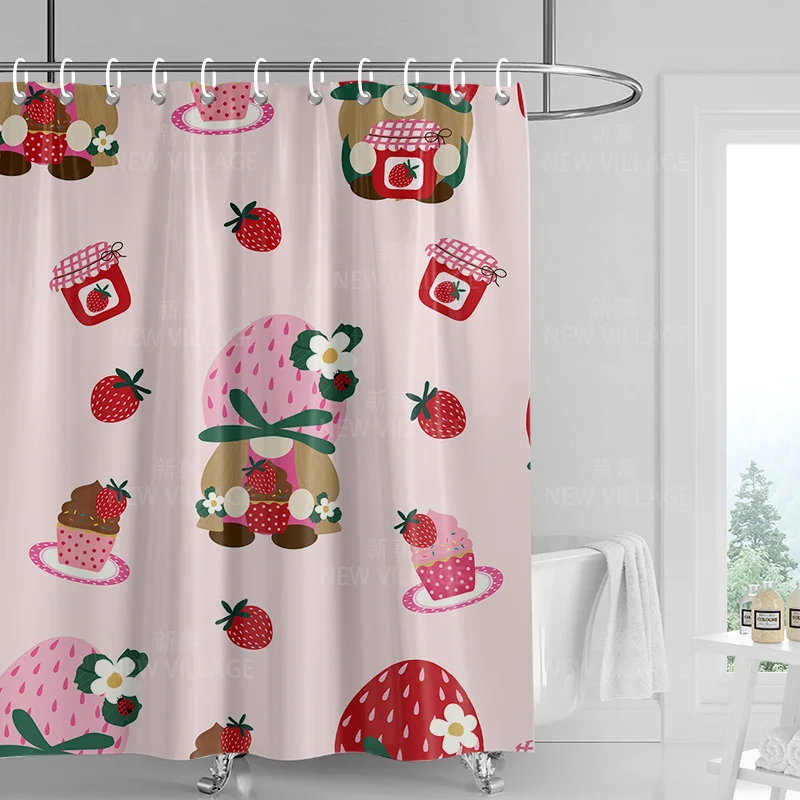 Home shower curtains bathroom Decora waterproof fabric non-slip bathmat water absorption curtain Modern nordic boho plant fruit