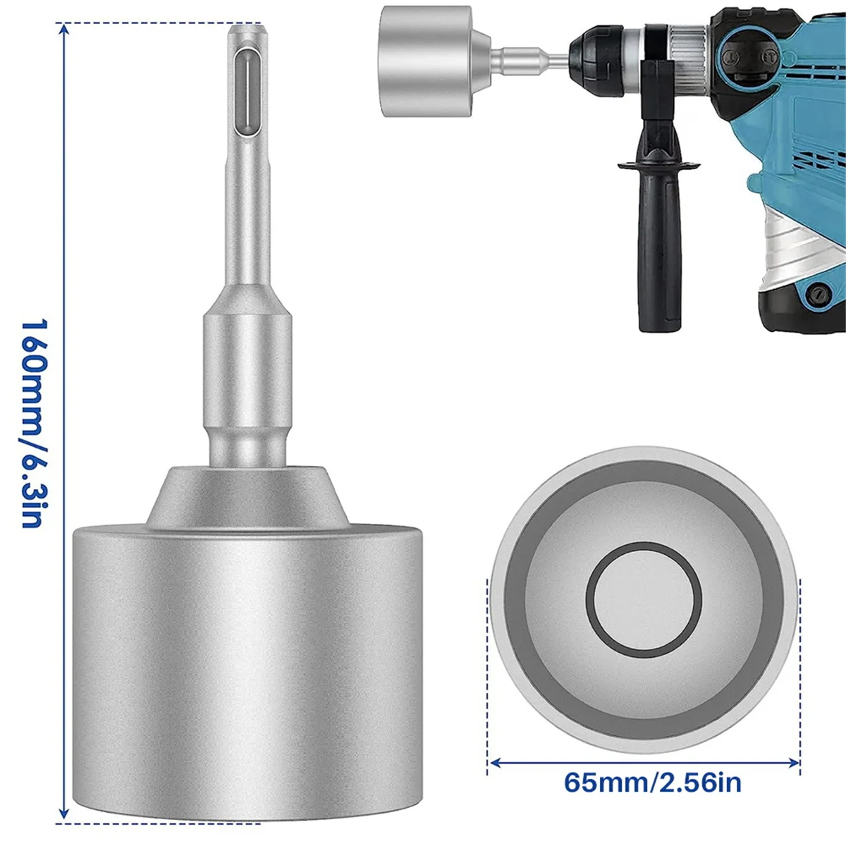 SDS-Plus T Post Ground Rod Driver, Drill Bit Driver Durable Hammer Drill Rod Converter for Hammer Drill Grounding Rods A