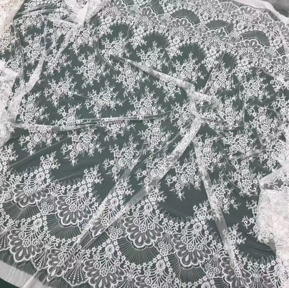 3Meter Price Wide 150CM High Quality Ivory Chantilly French Lace Fabrics for Wedding Dresses Bridal Veils Party Textiles Decor
