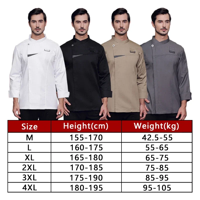 Uniforme de chef com avental, jaqueta de chef de manga comprida de alta qualidade, hotel, restaurante ocidental, padeiro, uniformes de chef, comida, catering, casaco de trabalho