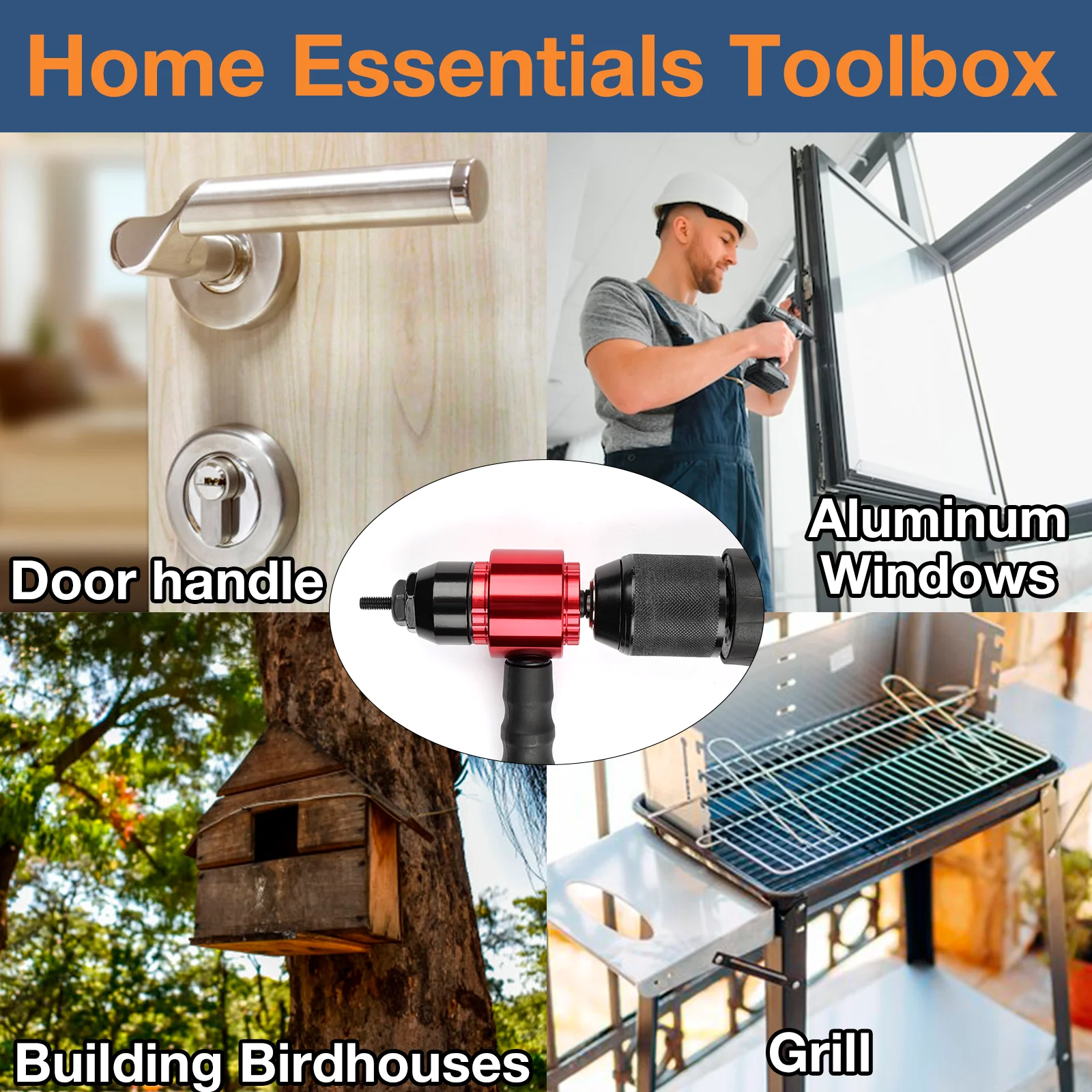 M3-M8 Rivet Nut Gun, Removable Electric Rivet Nut Adapter, Household Manual Riveting Tool, Thread Insertion Gun Set With Wrench