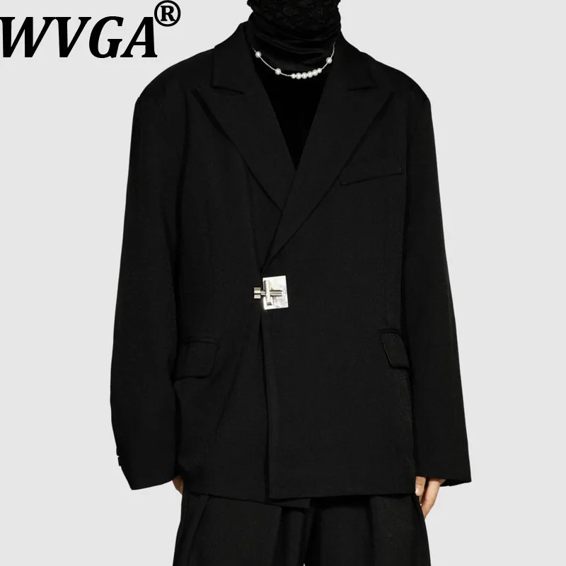 

WVGA весна осень новый мужской костюм с отложным воротником куртки нишевый шикарный повседневный пиджак с длинными рукавами и карманами уличная одежда Ins W14751