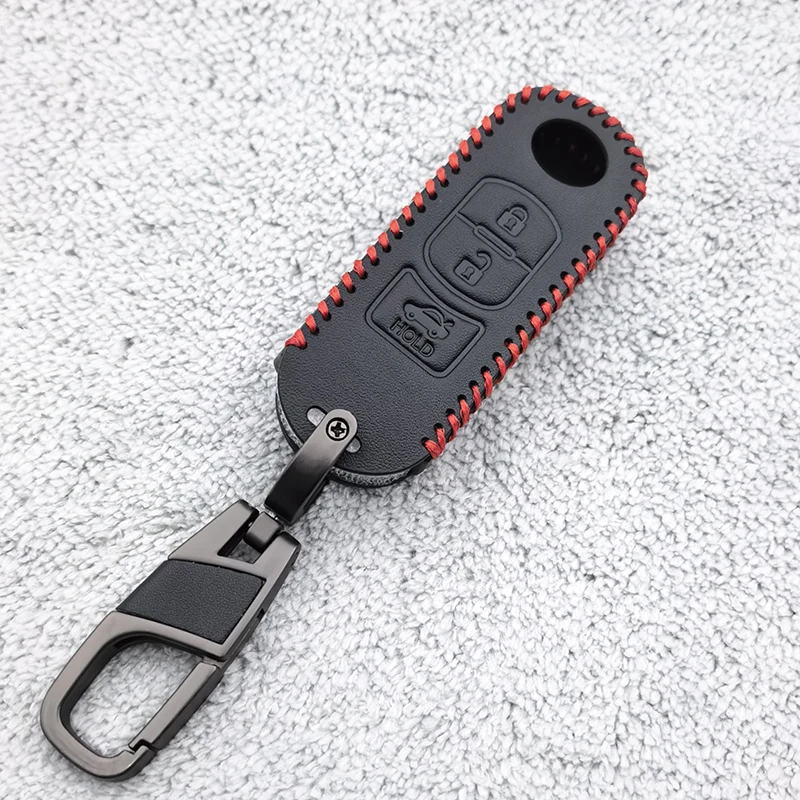 Leather Car Remote Key Cover for Mazda 2 3 6 Atenza Axela Demio CX-5 CX5 CX-3 CX7 CX-9 2015 2016 2017 2018 2019 Case Holder Fob view 3