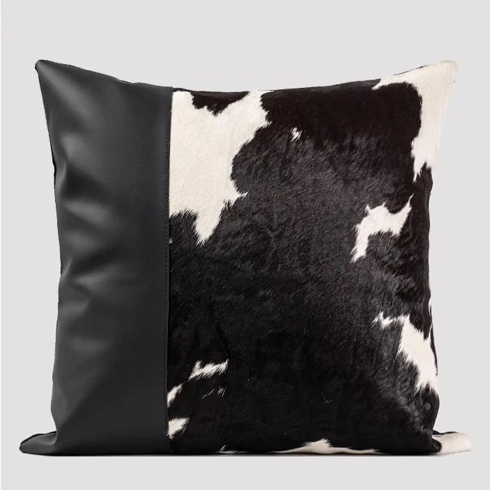 

Чехол для подушки из натуральной коровьей кожи и меха быка, квадратный, для дивана, декоративная наволочка для гостиной