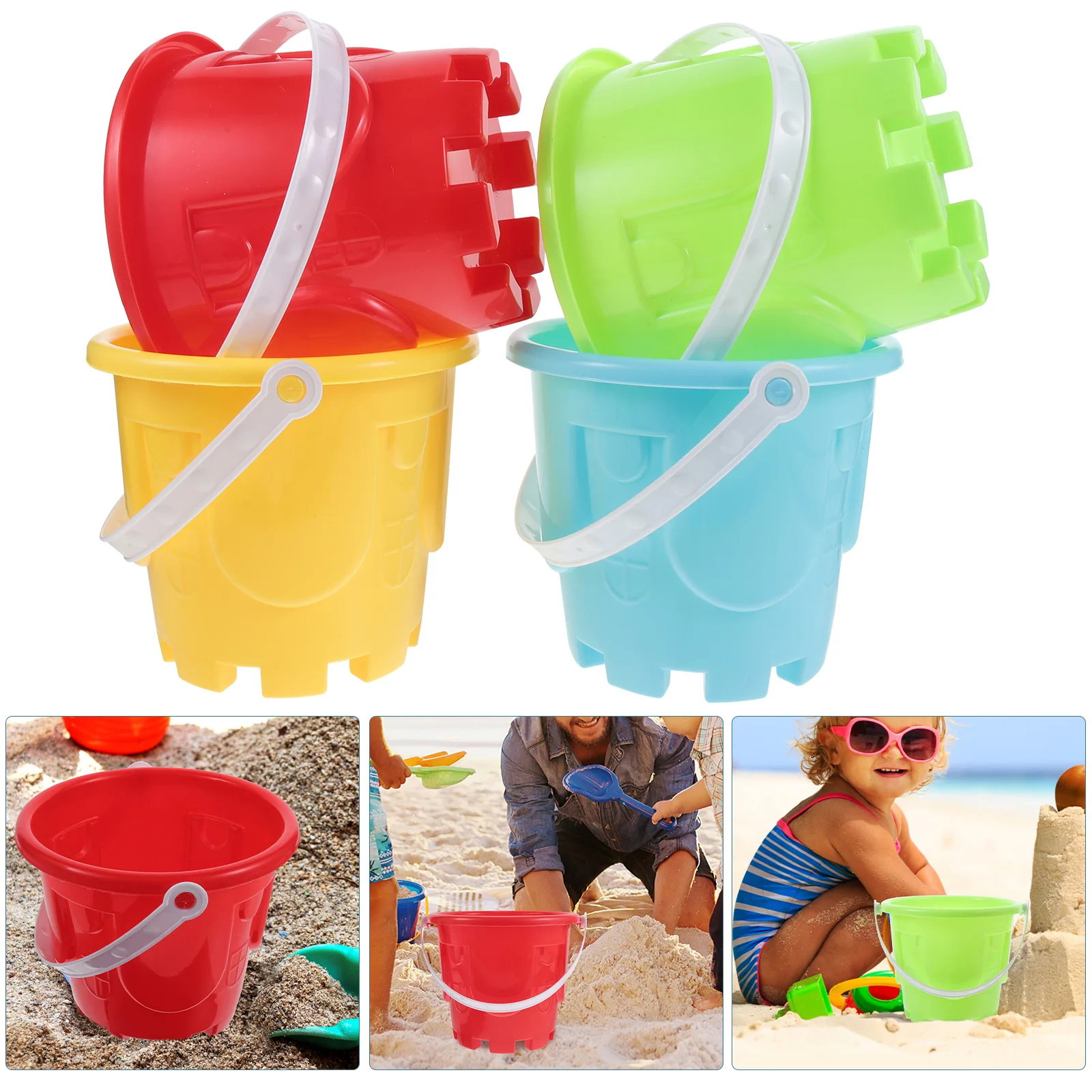 

4pcs Children Beach Sandbox Toys Plastic Castle Bucket Sand Toy Educational Beach Game Toys (Random Color)
