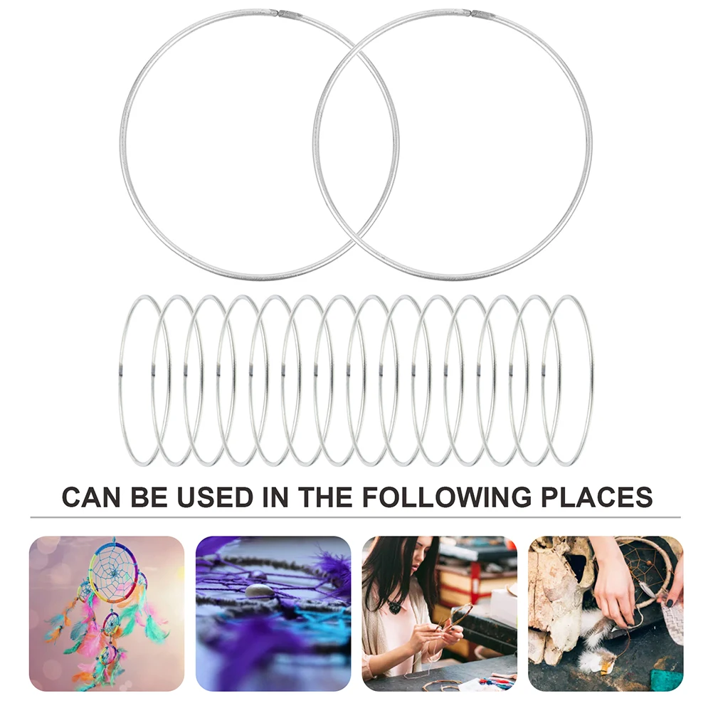 

35pcs Metal Hoops Dream Catcher Material Rings for Crafts DIY Wreath Decor Macrame Wall Hanging Supplies Silver Shiny