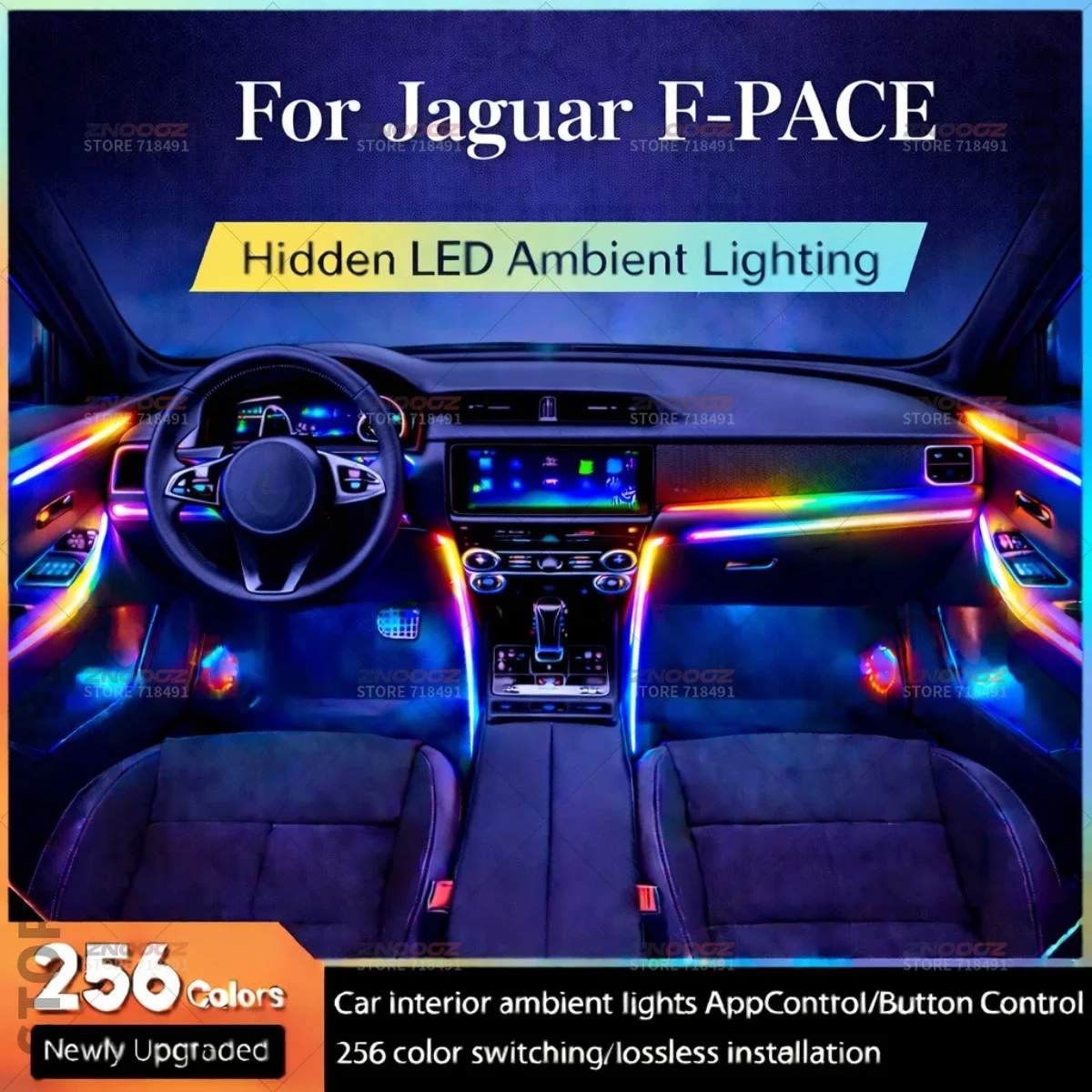 For Jaguar F-PACE 22in1 RGB Car Interior Acrylic Car Ambient Lights RGB Hidden Acrylic Strip Decoration Atmosphere Accessories
