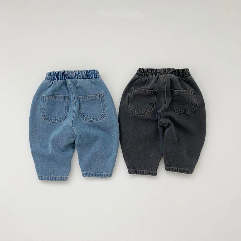 2025 Autumn New Baby Denim Trousers Solid Girls Harem Pants Toddler Casual Pants Fashion Boys Jeans Infant Loose Pants