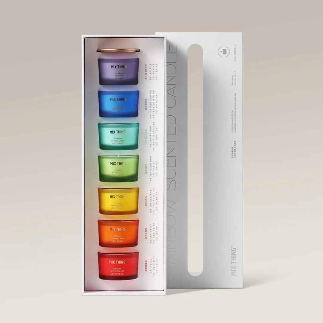 Luxury Holiday Rainbow Scented Candle Gift Set Indoor Niche Premium Fragrance Handcrafted Birthday Creative Girlfriend Present