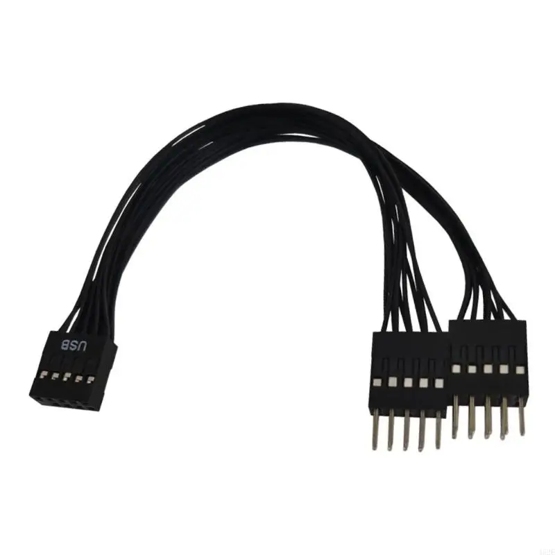 

462E USB Motherboard Cable USB Header Extension Cable 9Pin 1 Female to 2 Male Y Splitter Adapter Black Shielded Cable