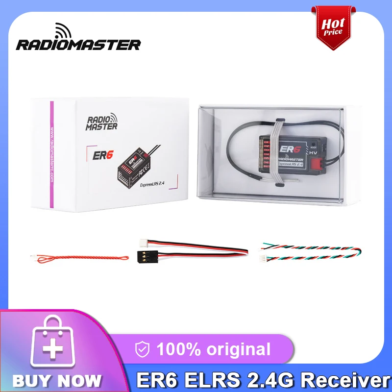 

RadioMaster ER6 2.4GHz ELRS 6CH PWM Receiver for Fixed-wing Aircraft