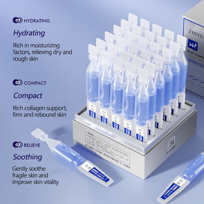 Serum pengangkat ketat Peptida tembaga biru, produk perawatan kulit Korea esensi kerutan Anti Penuaan nikotinamida Ceramide