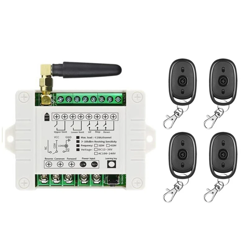 AC 110V 220V 2CH Relay multifunctional Module Receiver EV1527 Wireless Remote Control 433 Mhz Remote Switch for DC Motor DIY