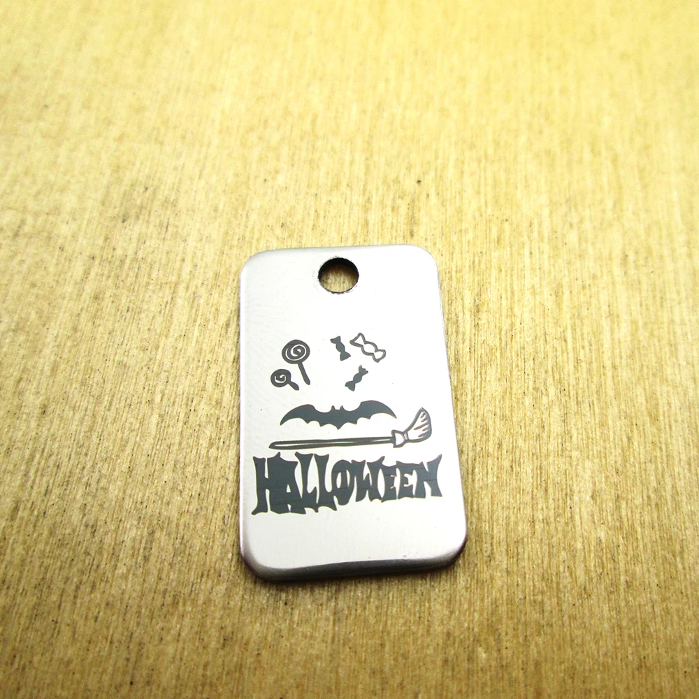 20pcs--Halloween candy bat magic broom  stainless steel charms - Laser Engraved - Customized - DIY Charms Pendants