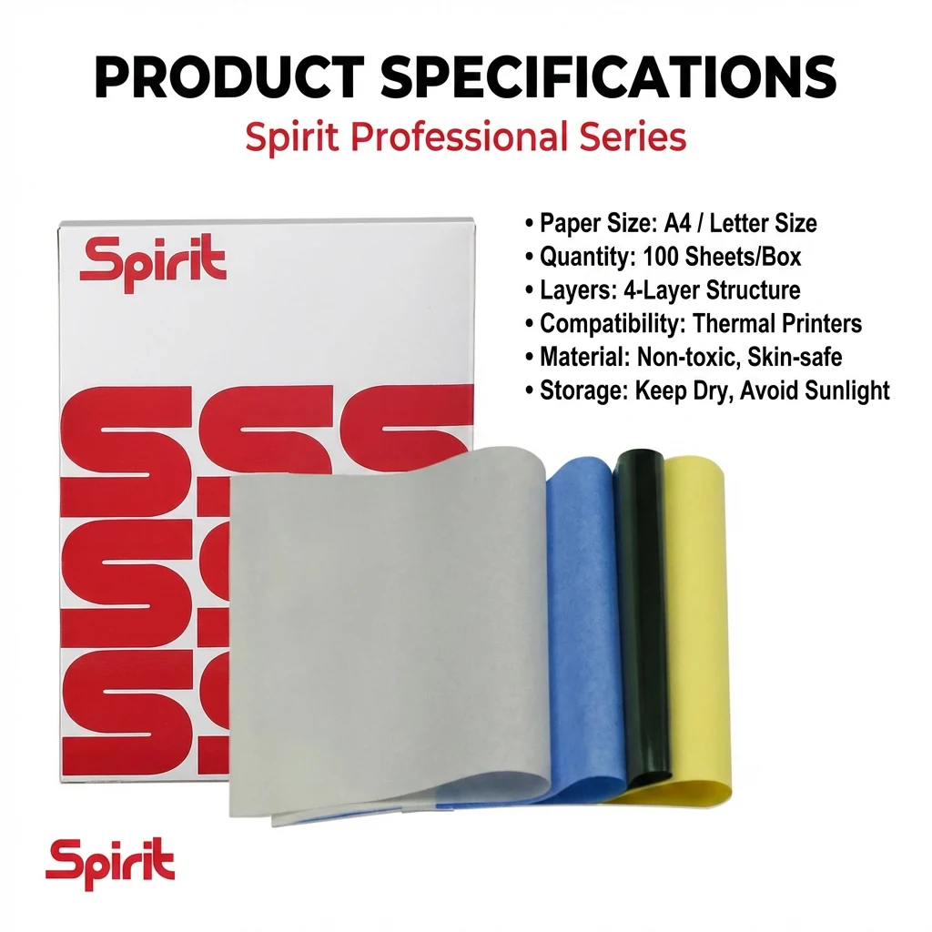 100pcs Spirit Tattoo Transfer Paper A4 Size Tattoo Stencil Paper 4 Layers Carbon Thermal Copy Paper for Tattoo Transfer Machine