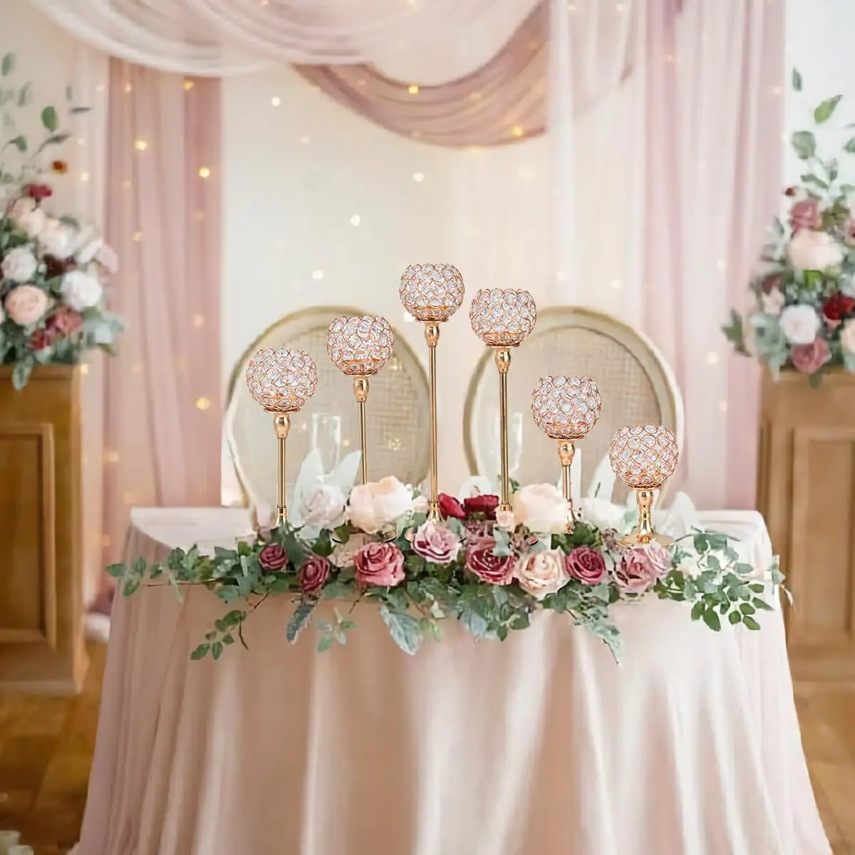 

12PCS Candle Holders for Tea Lights Wedding Table Gold Crystal Candle Holders Candle Stick Holder for Party Thanksgiving Gift