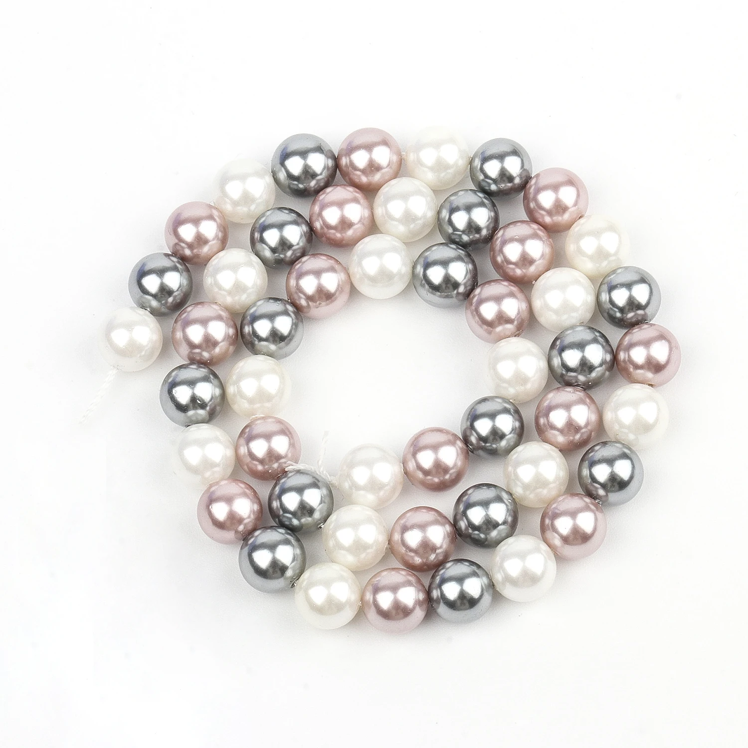 6/8/10/12mm Mixed Colors Shell Pearls Beads Natural Shell Round Loose Spacer Beads for Jewelry Making DIY Bracelet Earrings 15''