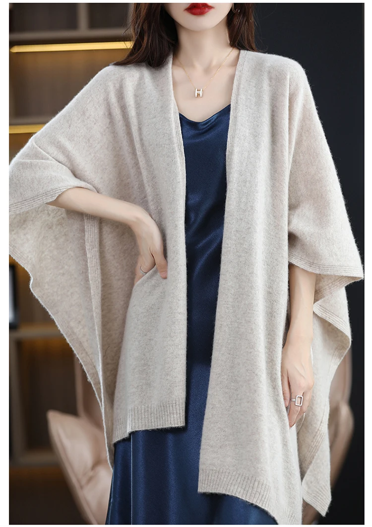 Women Clothing  Spring and Autumn New Design Sense Fashionable Big Shawl Scarf Women Cardigan Cape Loose Style Casual Sweater