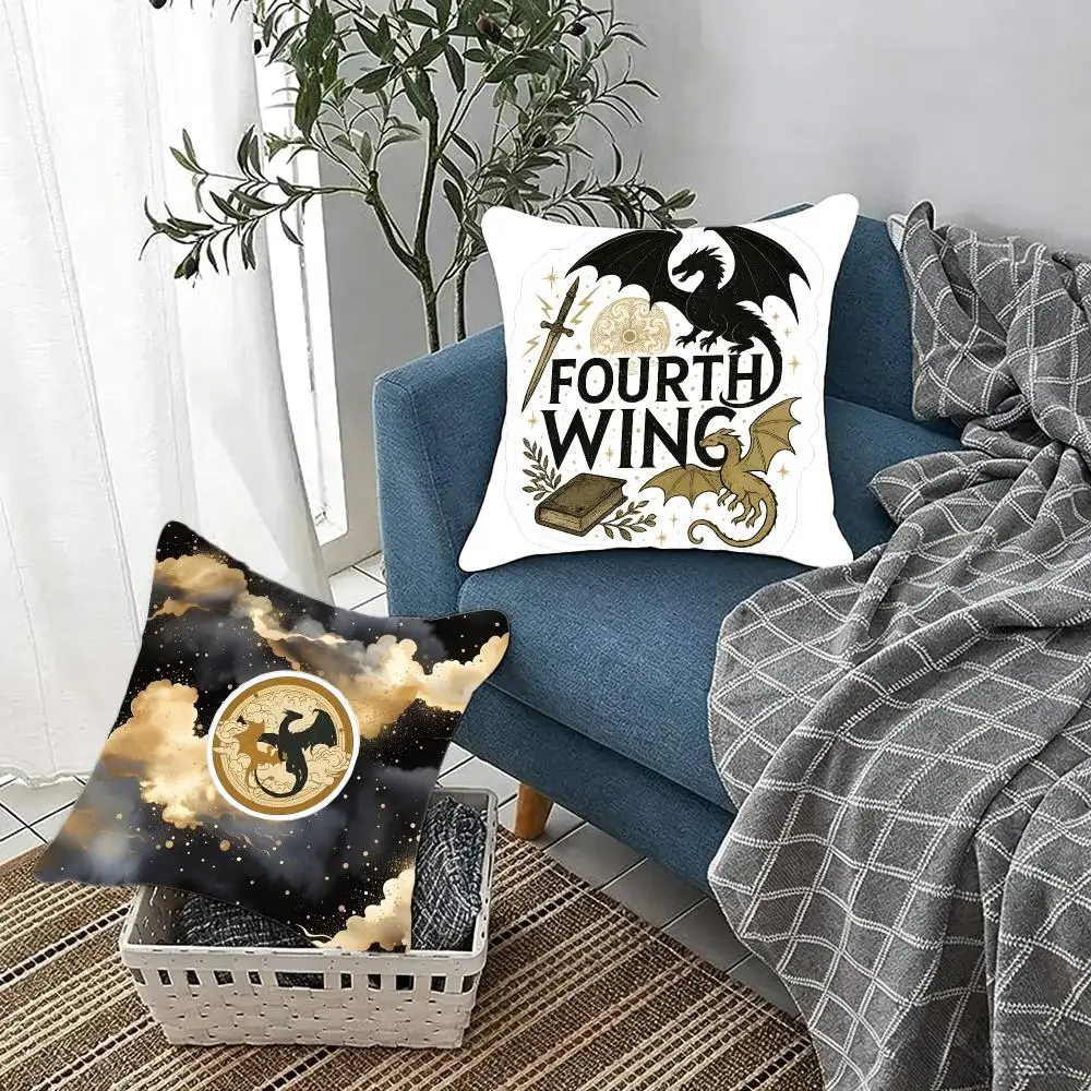 Romantic Fantasy Novel F-Fourth Wing Cushion Cover Fluffy velvet Nordic style plush Living room sofa decorative