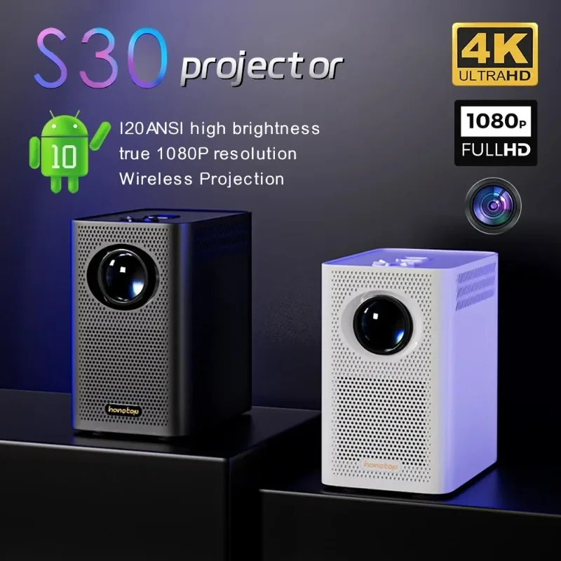S30Max 4K HD Smart Projector Home Portable Wireless Mini Projector with WiFi and Bluetooth Pocket Outdoor