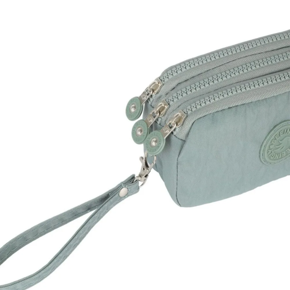 New Nylon Long Wallet Waterproof Zipper Money Clip Three Layer Handbag Female Girl