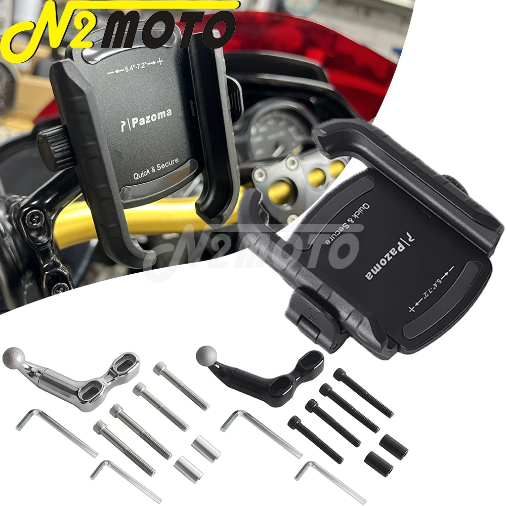 Handle Bar Phone Carrier Holder Mount Bracket For Halrey Kawasaki Vulcan 900 Suzuki Boulevard Yamaha XSR 700 900 SCR Sportster