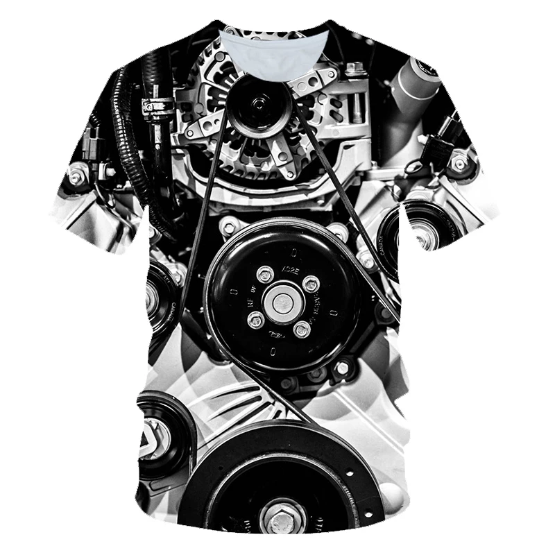 

Mustang Moteur 3D Print Pattern Fashion Men T-Shirt Casual O-Neck Punk Personality Short Sleeve T-Shirt Selling Mech Style Tops