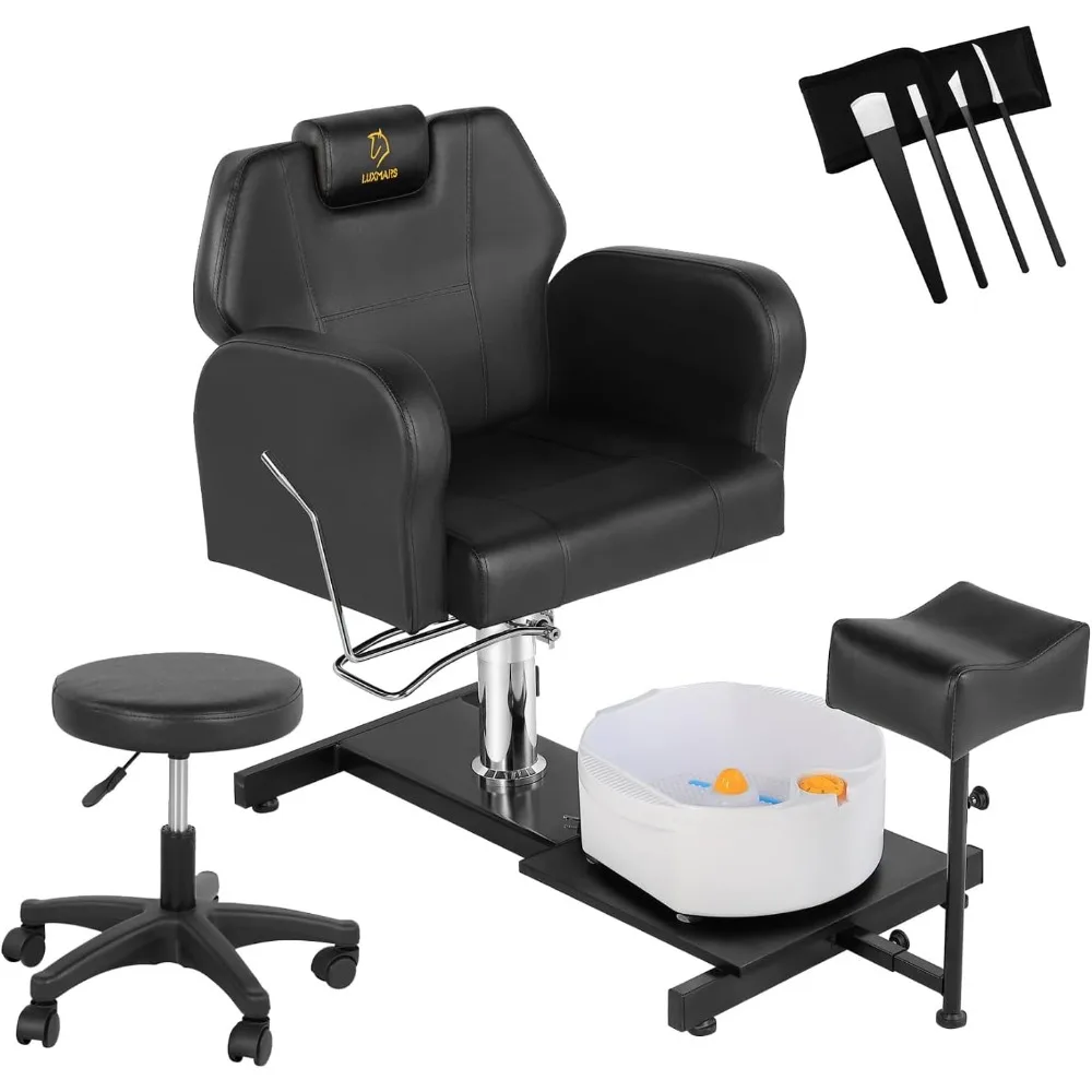 Pedicure Chair with Stool Massage Foot Bath Hydraulic Foot Chair for Foot Bath Pedicure Chair 360° Rotation, Height Adjustable