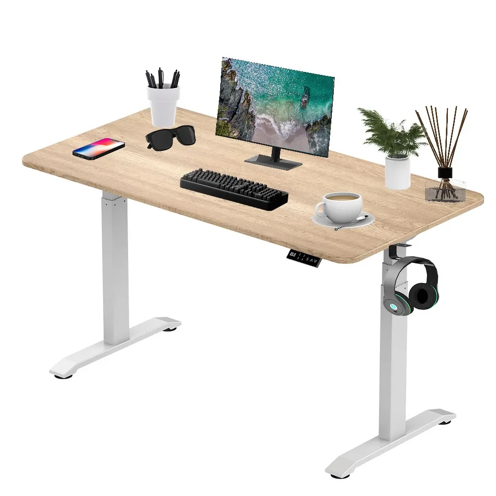 Ergonomic White Electric Sit Stand Desk Leg Workstation Dual Motor Standing Height Adjustable Base Computer Desk Frame