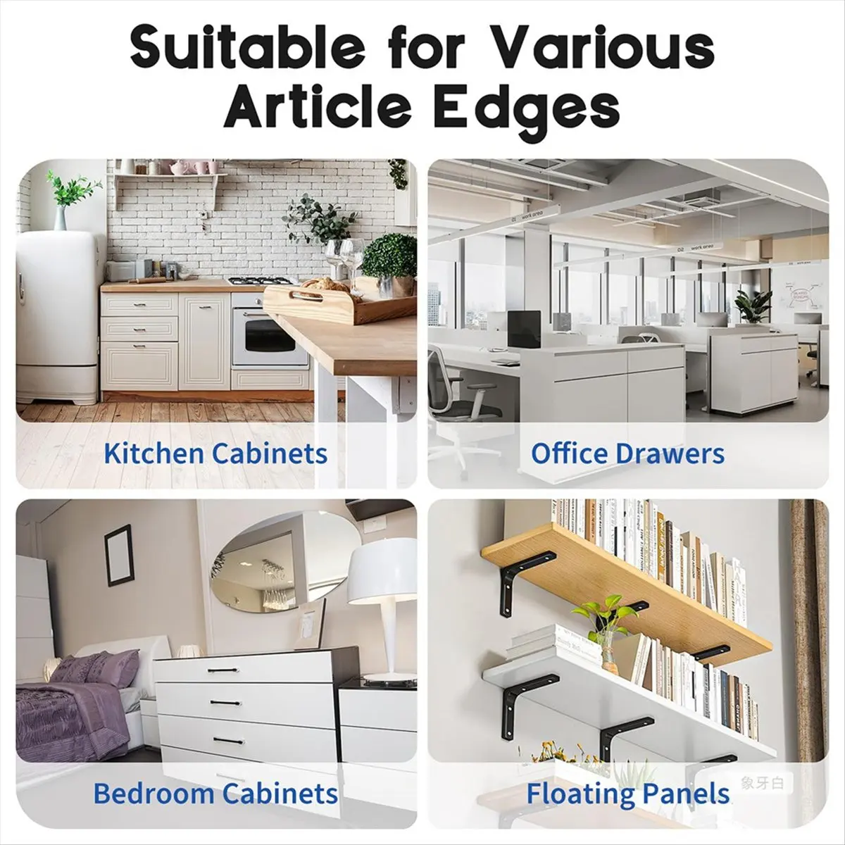 واقي حافة الخزانة (عبوة من 6 قطع)، واقيات حافة خزانة PVC شفافة مقاس 17.7 بوصة لأبواب خزائن المطبخ السميكة مقاس 3/4 بوصة