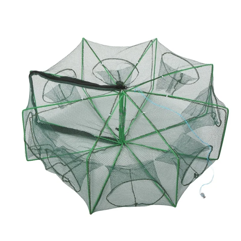 

Portable Folded Fishing Net 8 Holes Automatic Fishing Crab Net Trap Cage Fish Accessories