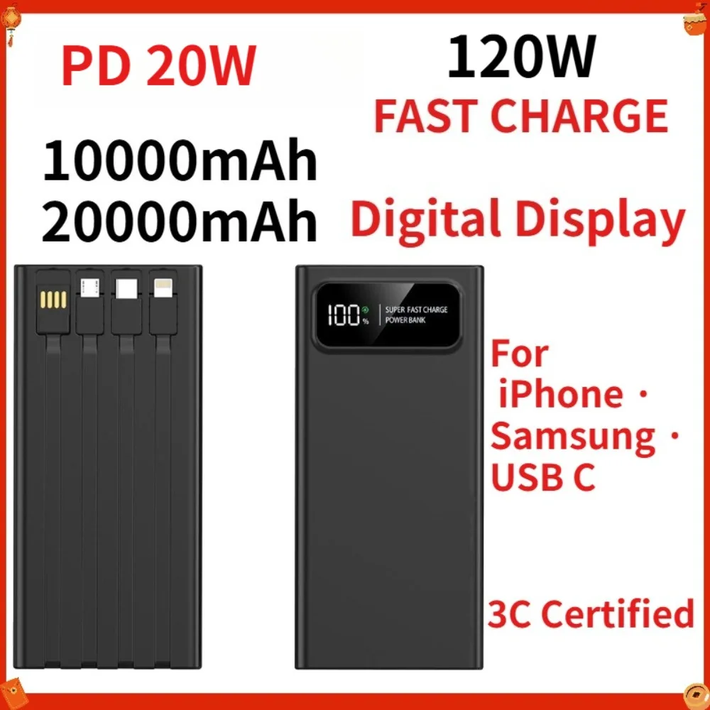 20000mAh Power Bank PD 20W Fast Charging Portable Charger Digital Display 3C Certified Battery Pack for iPhone Samsung USB C