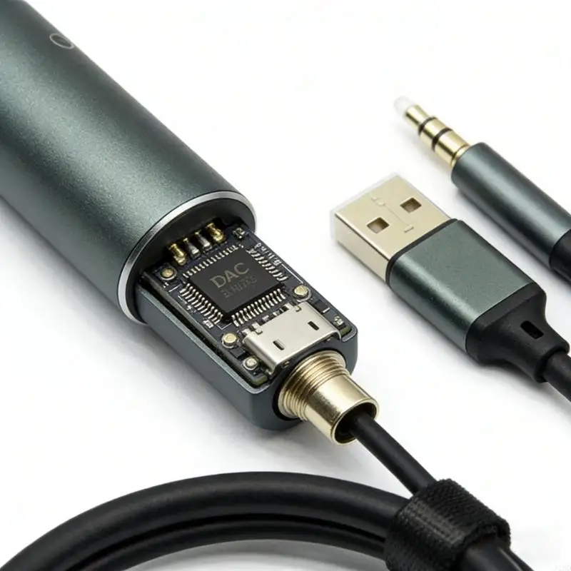 J1HD Digitals Fiber Opticals to 3.5mm Sound Adapters Cable Includes USB Power Support Builts In DACs Converters